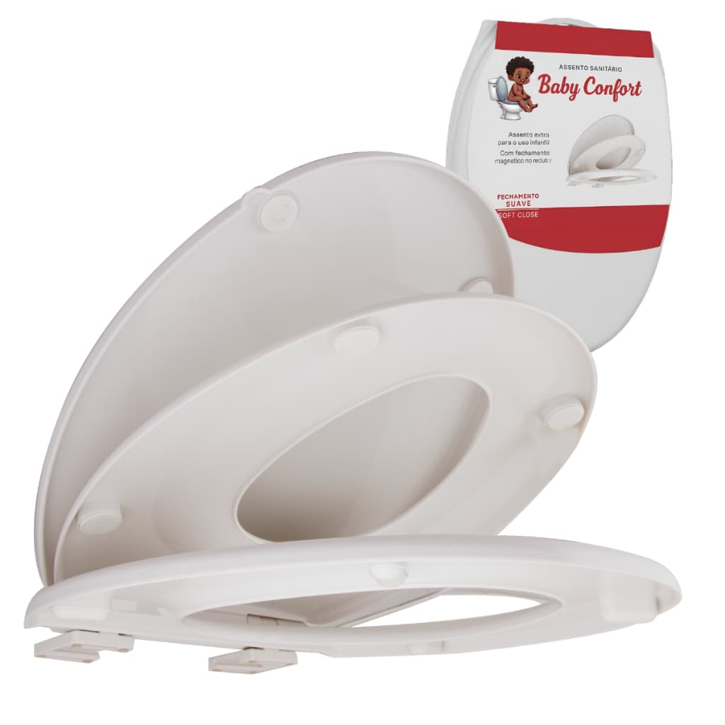 Assento Vaso Sanitário Tampa Redutor Infantil Acoplado Adulto Branco Soft close