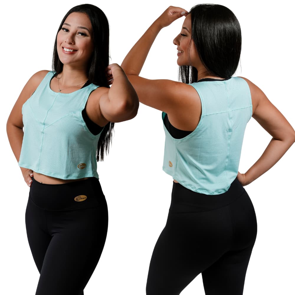 Regata Cropped Feminina Dry Fit Fitness Tecnologia Academia Corrida Ciclista