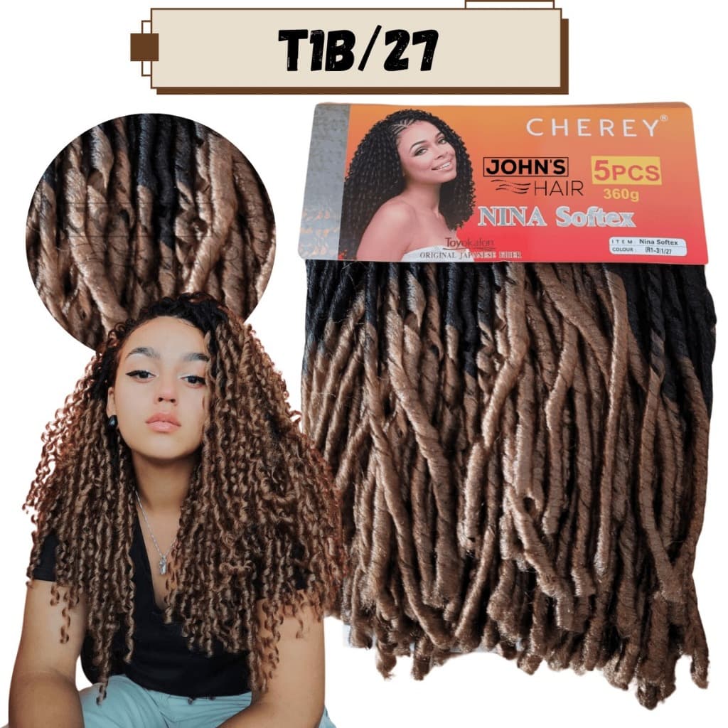 Cabelo Nina Softex Cacheado Dreads Crochet Braids Pacotão Cachos Cartela Original 360G 5 em 1