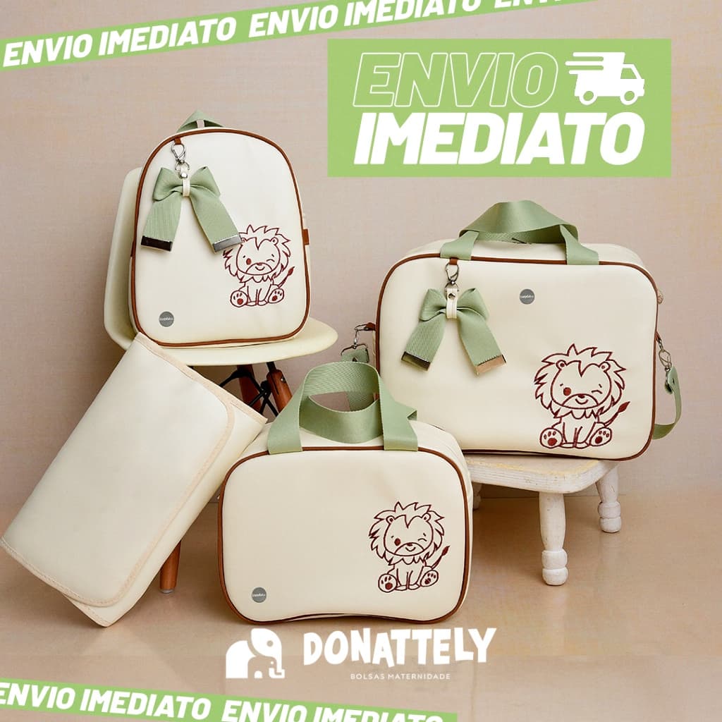 Kit Maternidade 4 Peças Bordado Safari térmico l Impermeável l trocador Luxo DONATELLY