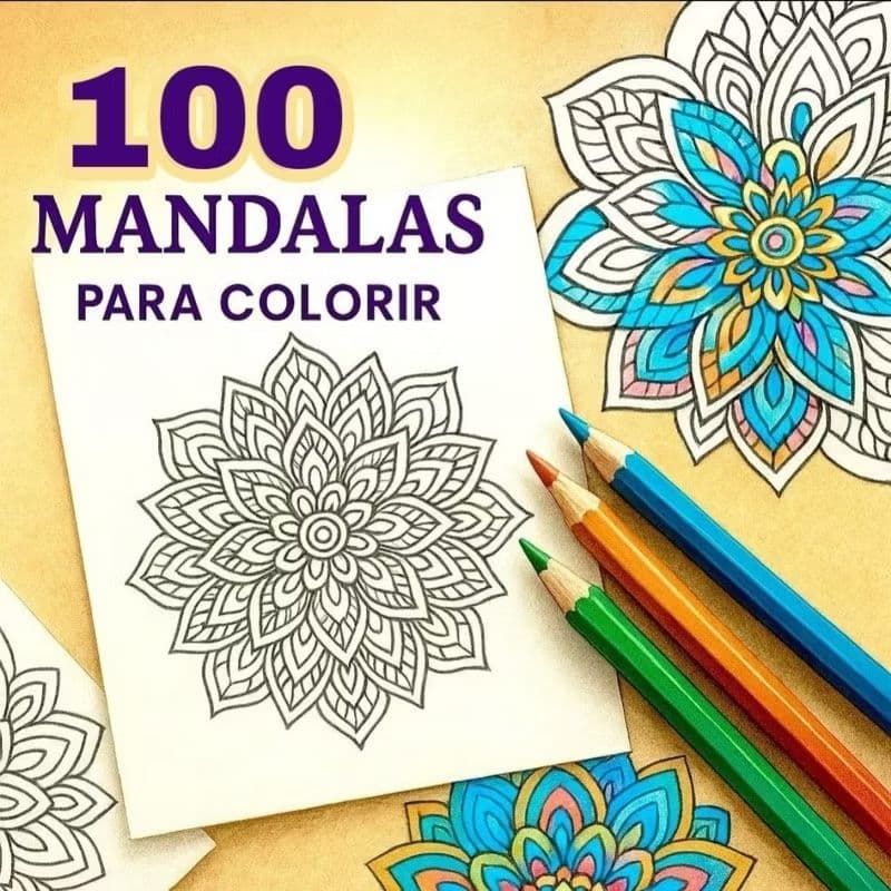 50 ou 100 Mandalas para Colorir – Folhas A4 Soltas | Relaxamento | Arteterapia | Kit Antiestresse.