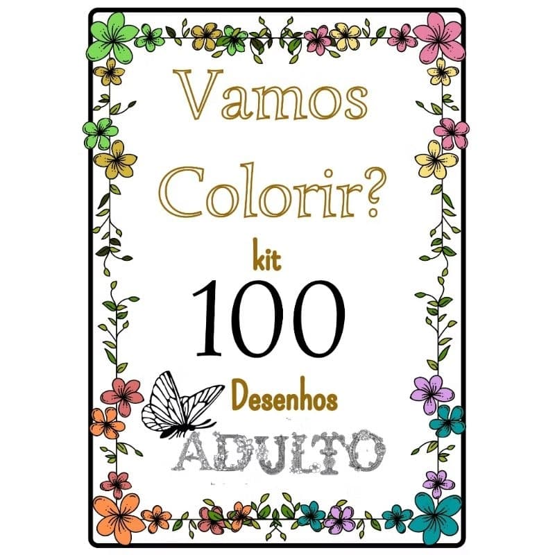 Kit 100 Desenhos Variados Adultos P/ Colorir A4 2 Por Folha