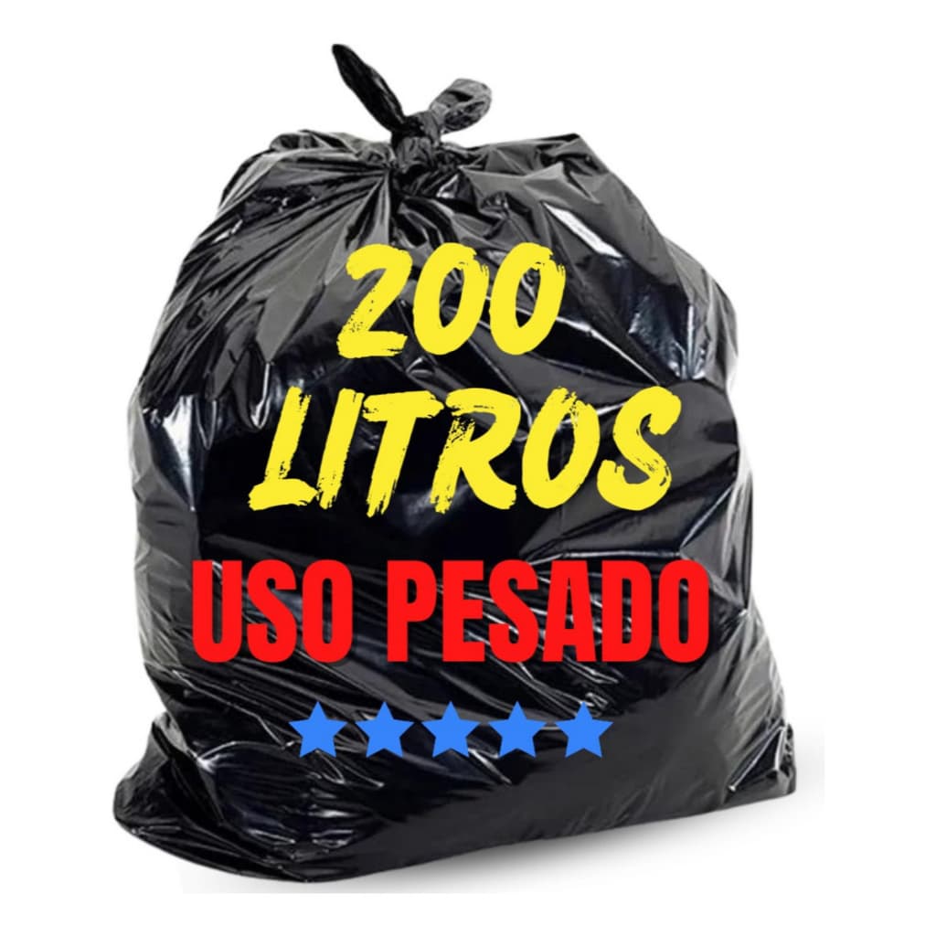 Saco De Lixo 200 Litros Reforçado Grosso Uso Pesado Pacote 20 Unidades