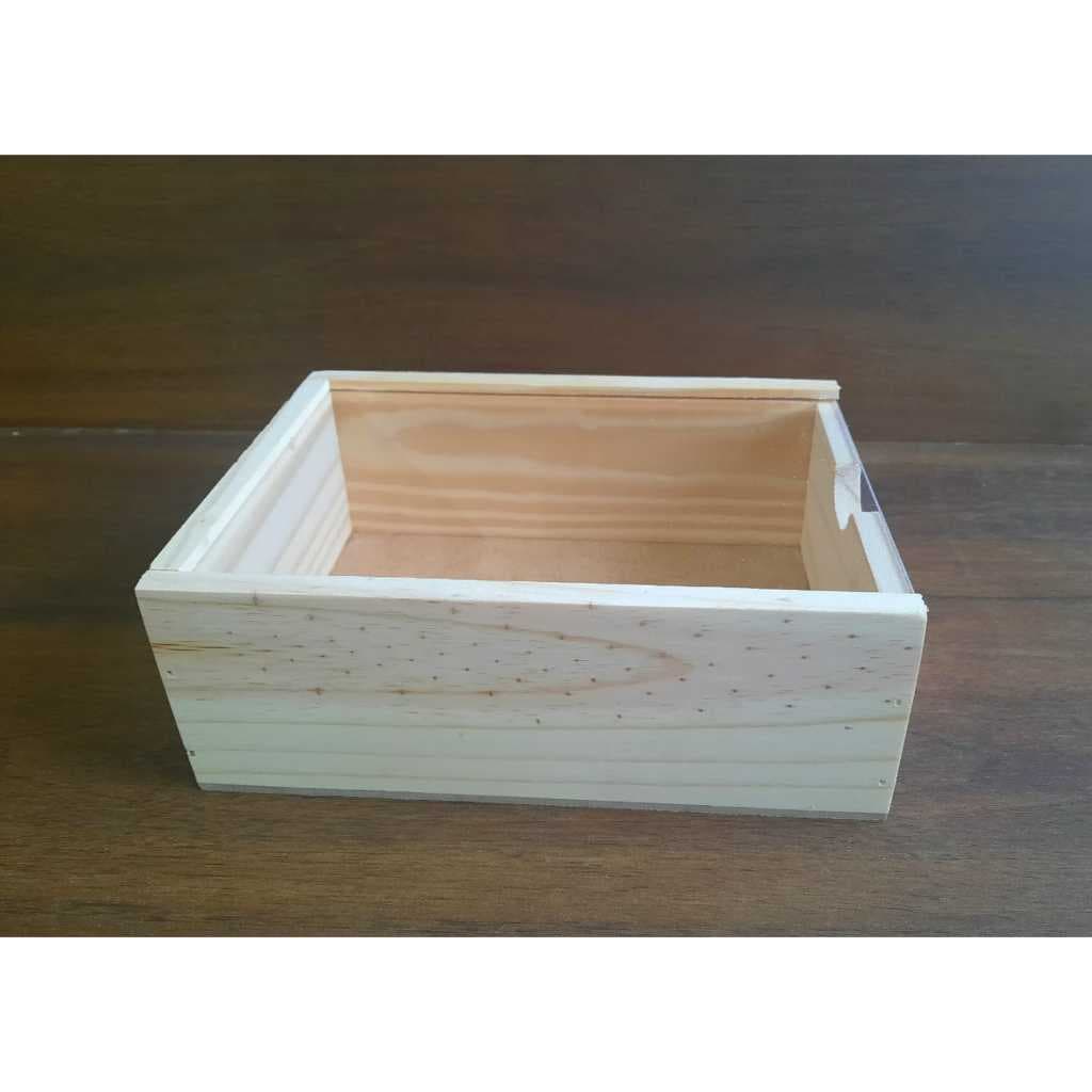 Alabama Caixa estojo para fotografias - 18x13x7cm - em Pinus com tampa transparente