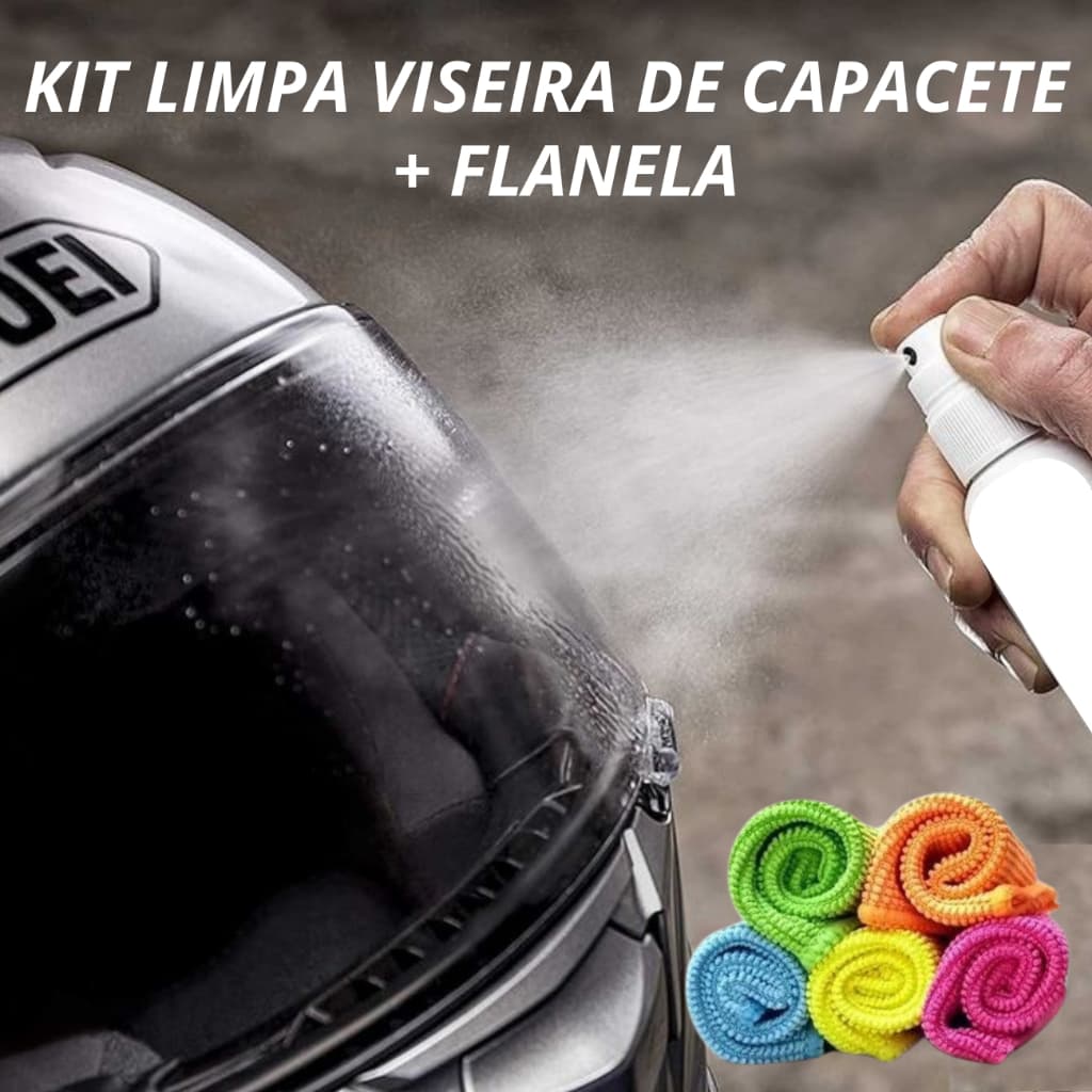 Kit Limpa Viseira de Capacete Com Flanela Magica Pano Microfibra para Limpeza anti Respingos