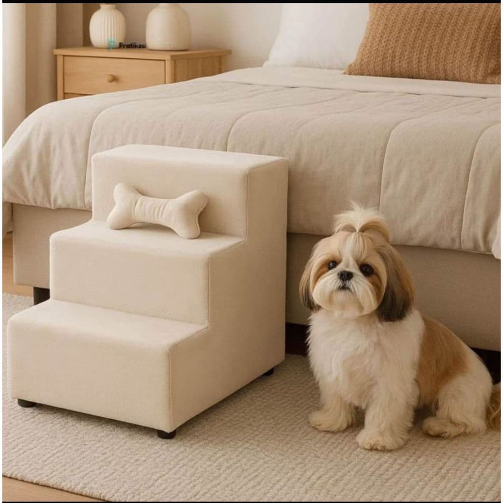 ENVIO IMEDIATO - 🐈 Escada🐕 , escadinha Pet para se caozinho estofada 3 Degraus + BRINDE  - CONFORTO E SEGURANÇA PARA SEU