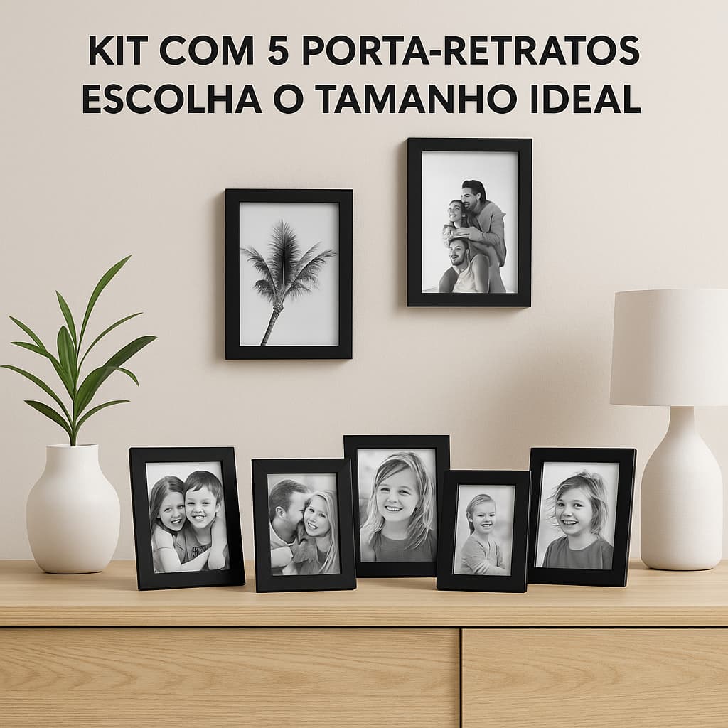 Kit 5 Porta Retrato Vidro com Moldura Diploma e Foto A4, A5, A6, 10x15, 15x21, 21x30 sala