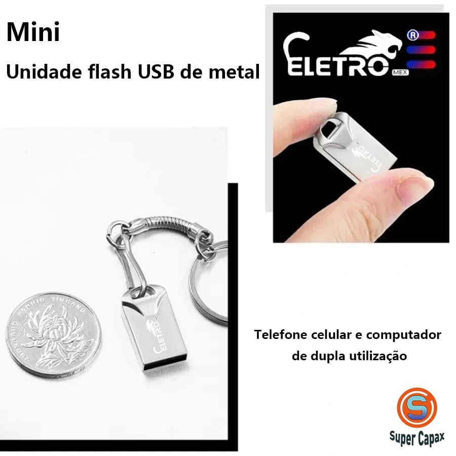 Mini unidade flash USB anti-perda de metal luva de metal com chaveiro 8GB 16GB 32GB 64GB 128GB