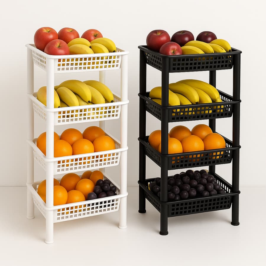 Fruteira Organizadora de Chão 4 Andares Em Plástico Multiuso