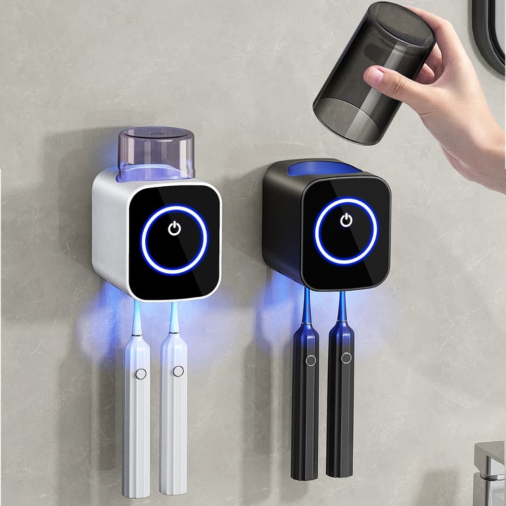 Suporte de Escova de Dentes com Esterilizador UV-99,99% de Eficácia na Eliminação de Bactérias