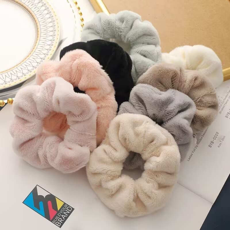 Kit 2/4/6unidades Acessórios De Pelúcia Fofa Para Cabelo Colorido Soft Scrunchies Linda