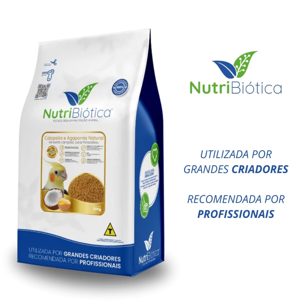 Ração 300g Extrusada Calopsitas e Agapornis Super Premium Nutribiótica Periquito Catarina Forpus