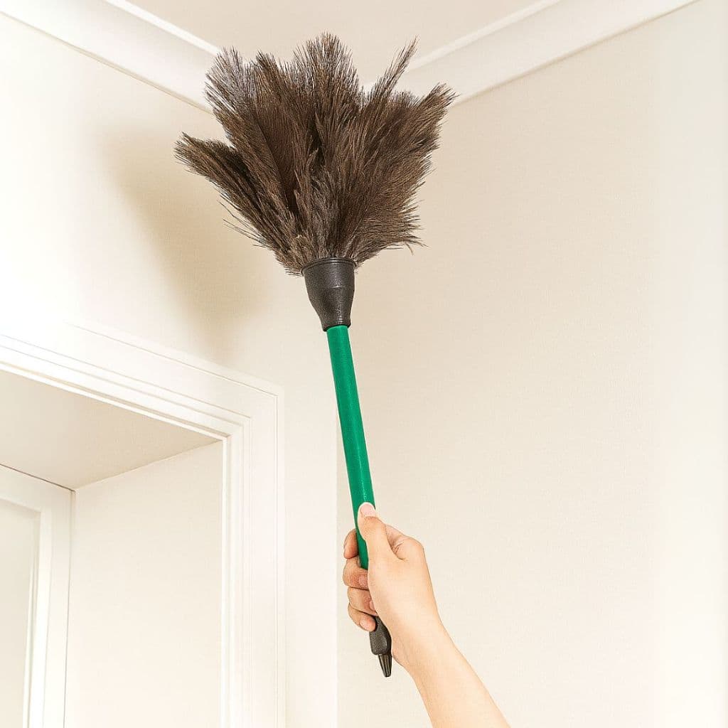 Espanador de pó pequeno com Penas de Avestruz Limpeza Prática Cuidado com a Casa