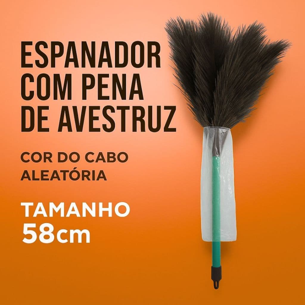 Espanador de Pó com Penas de Avestruz Perfeito para Limpeza de Superfícies