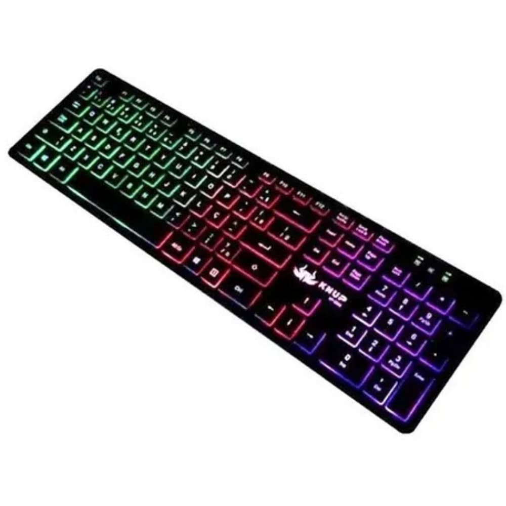 Teclado Gamer Semi-mecânico Iluminação LED RGB USB Abnt2 107 Teclas PC