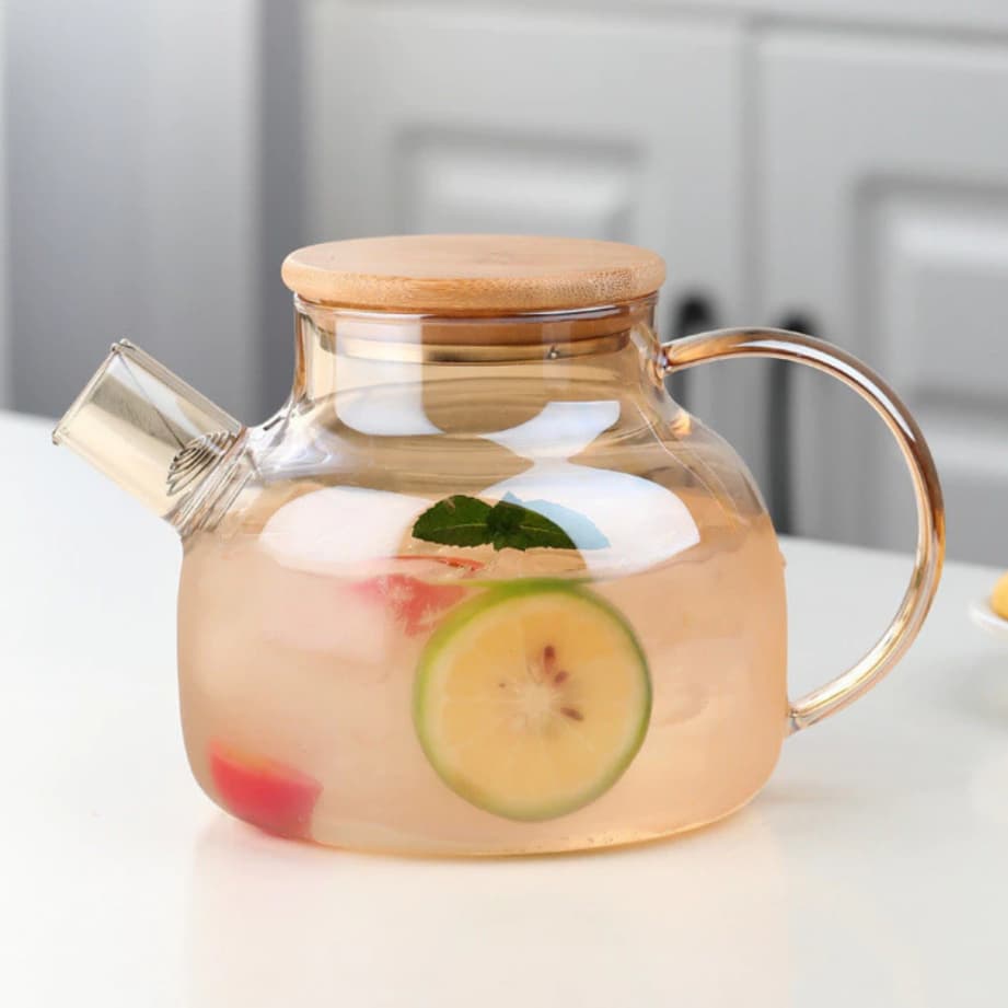 Chaleira de Vidro Âmbar com Infusor 1L Bule Chá Resistente ao calor Para Café Cozinha