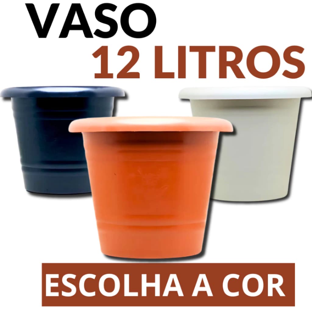 Kit com 5 Vasos 12 Litros de Plástico Reforçado Para Plantas Resistente Reforçado Plantas Frutiferas