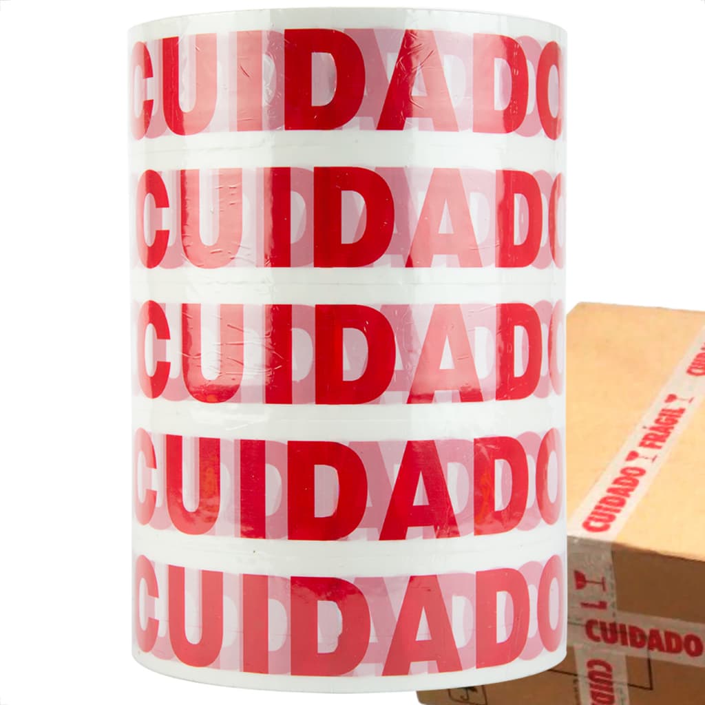 Kit 3 Fitas Adesiva 500 Metros Cuidado Frágil Durex Embalar Caixas Rolo Grande Embalagem