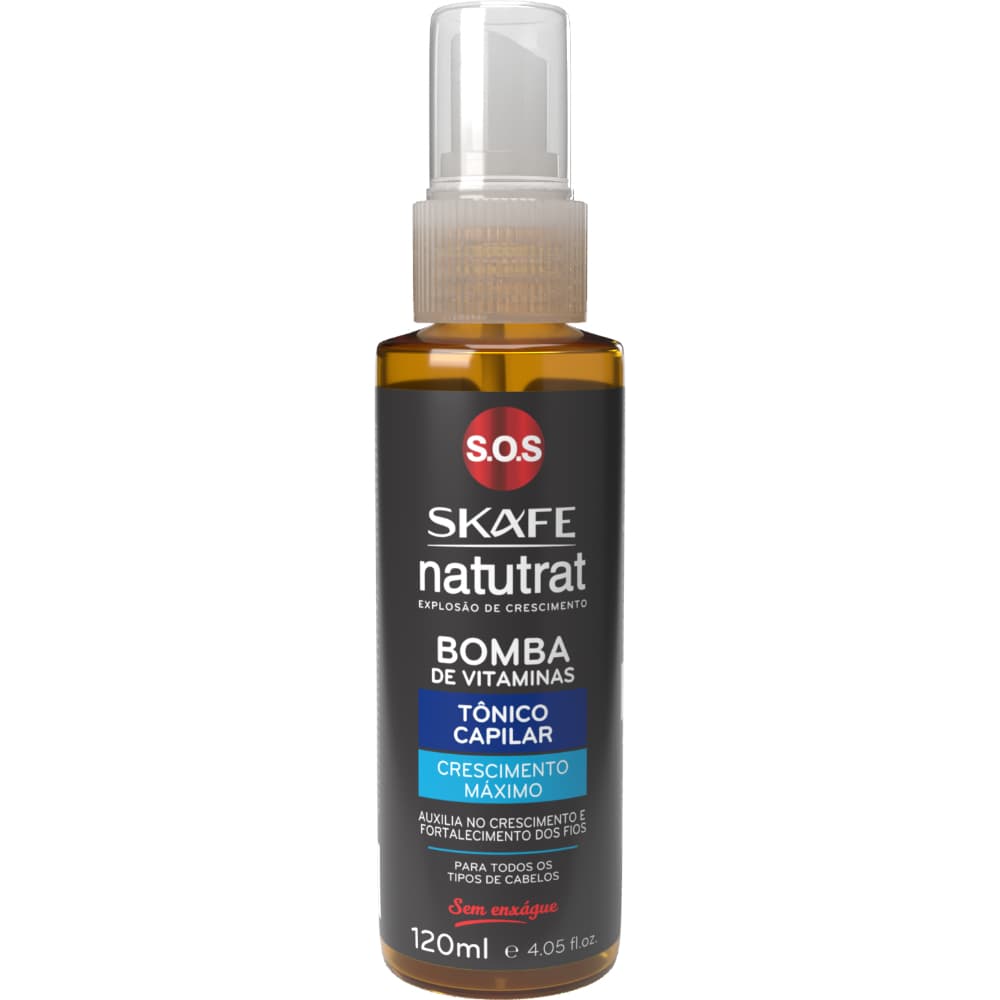 Tônico Capilar Crescimento Máximo 120ml Natutrat Skafe – Bomba de Vitaminas, Vegano, Antiqueda