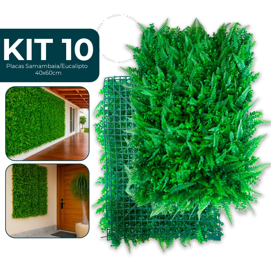 10 Placas de Samambaia/Eucalipto 60x40cm Muro Ingles Premium