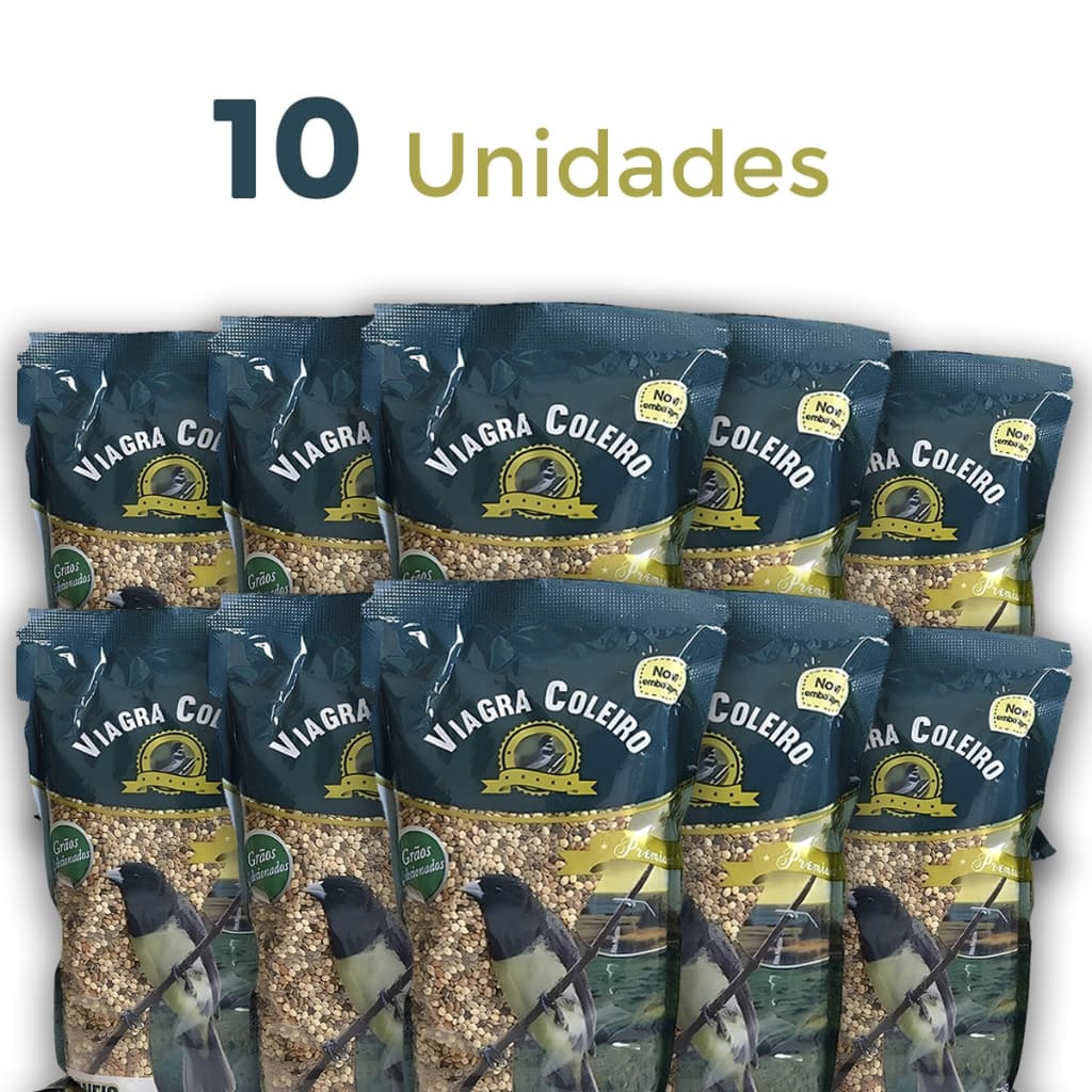 Kit 10 Viagra Coleiro Papacapim Ração Premium Passaros Natural Desempenho Reprodutivo Canto Forte Energia Vital
