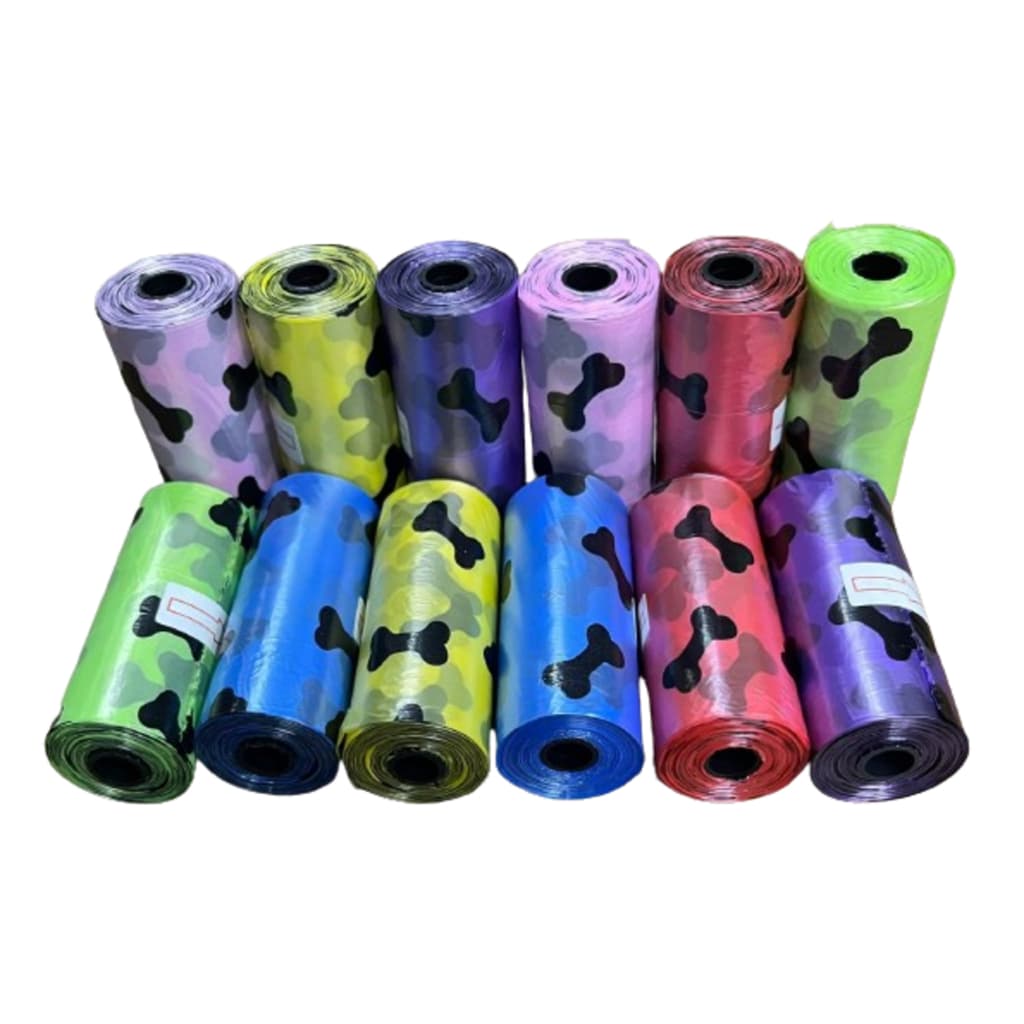 15 Rolos de Cata Caca Pet com 300 Unidades de Saquinhos com Estampa de Ossinhos Réfil Pratico