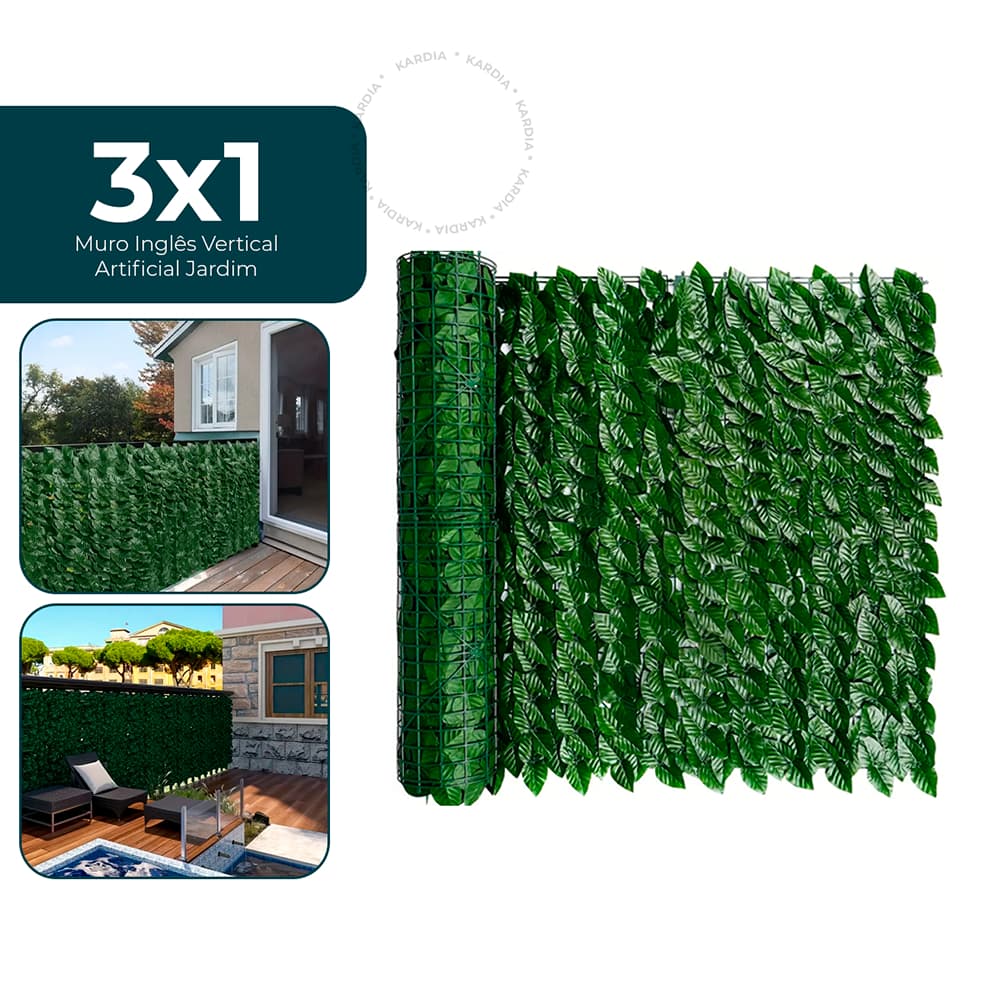 Muro Inglês Jardim Vertical Artificial 3x1 Painel Decoração