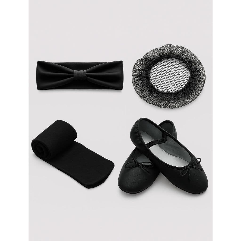 Kit Acessórios para Ballet - (Faixa, Meia, Redinha e Sapatilha - PRETO)