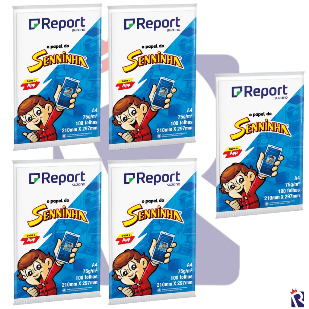 KIT 5 PACOTES PAPEL SULFITE A4 SENINHA REPORT BRANCO 210 x 297 mm - 100 FOLHAS