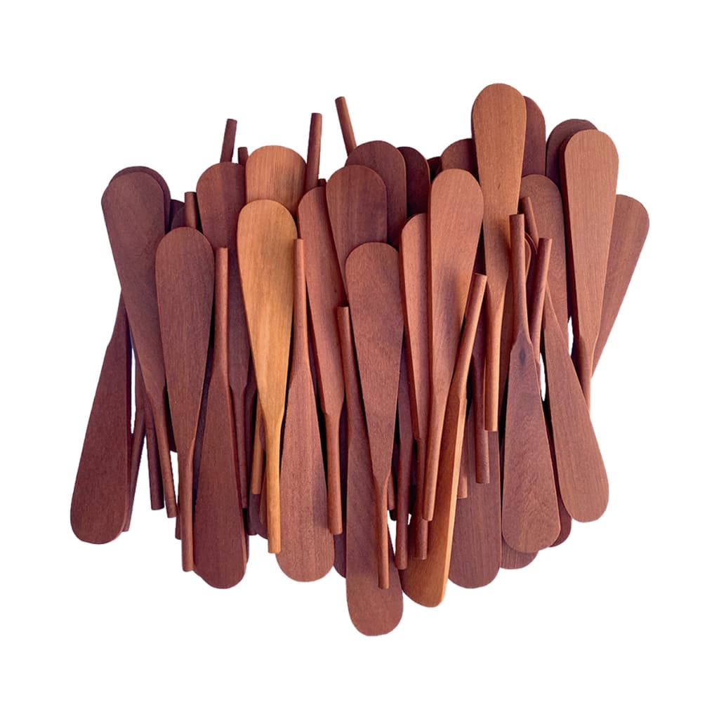 Kit 3 á 12 Espátula para Patê 17cm em Madeira Maciça Pá Manteiga Geleia Cera Depilação Colher de Pau