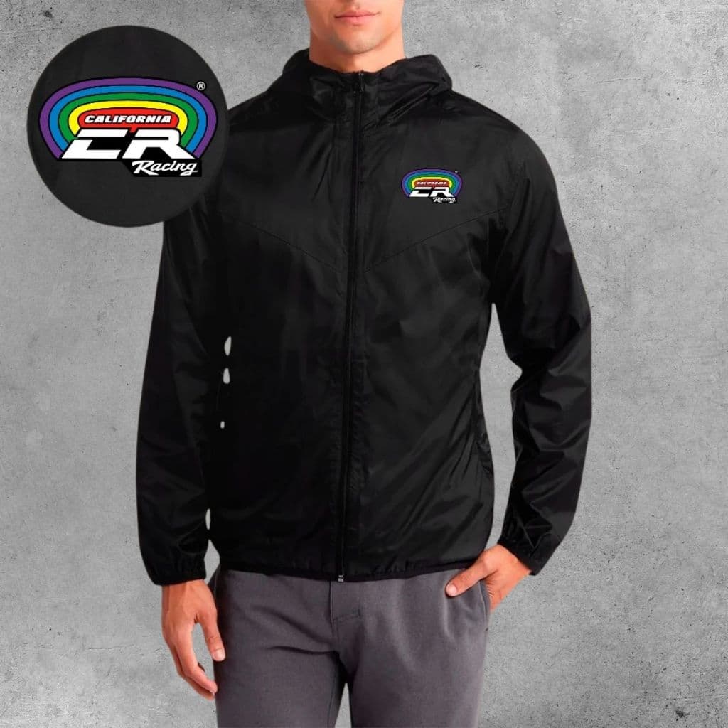 Jaqueta Corta Vento Masculina - CALIFORNIA RACING - Com Capuz Zíper Bolsos Corrida Academia Esportes