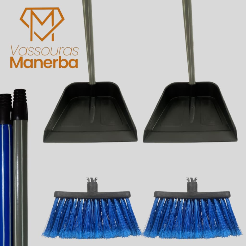 KIT 2 VASSOURAS SIENA LIGHT E 2 PA PRETA COM CABOS