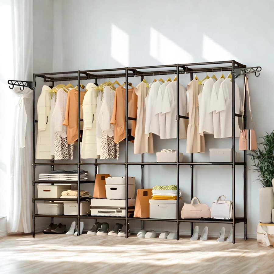 Roupeiro Guarda Roupa Portatil Cabideiro Arara Para Roupa Sapateira Organizador Multiuso Armário