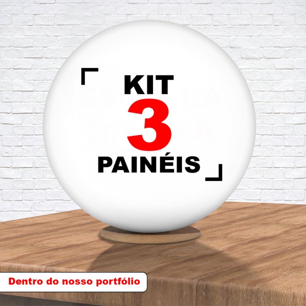 Kit 3 Painel Redondo 50x50cm Tecido Sublimado Escolha Seu Tema Aqui