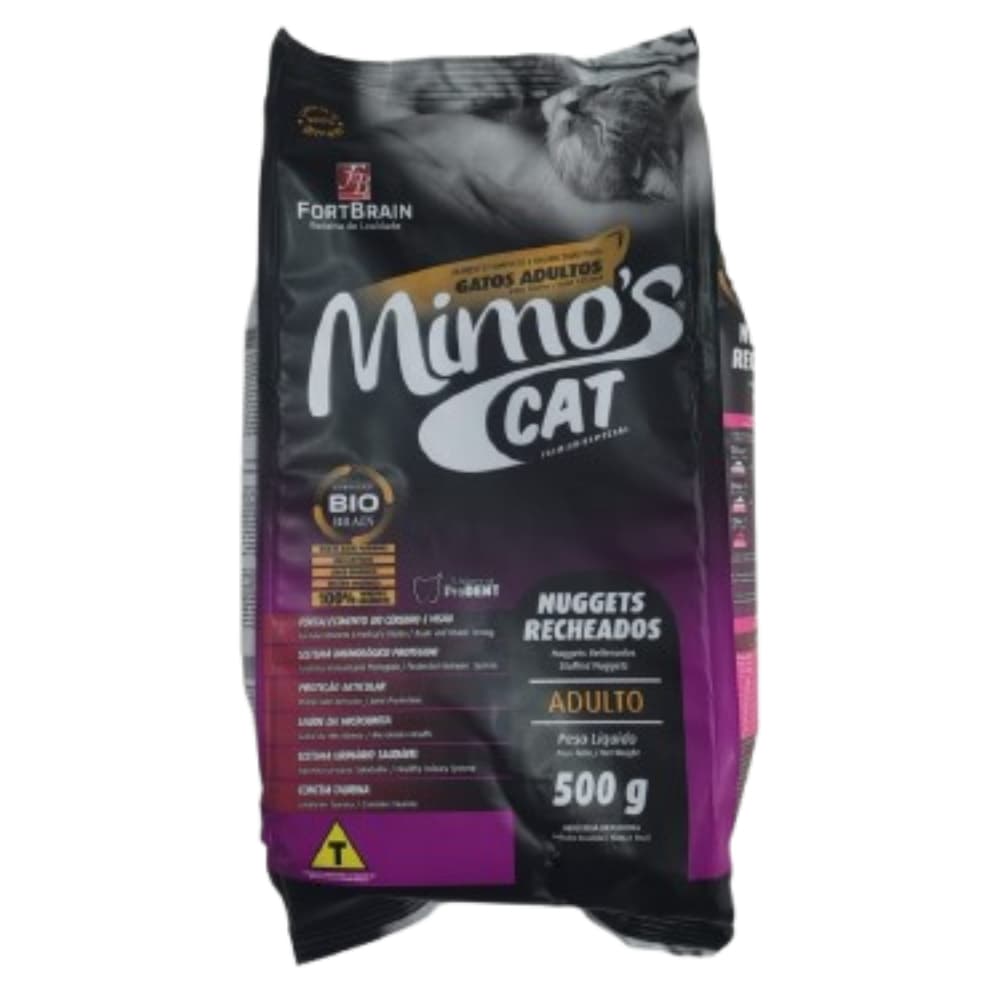 Mimos Cat Nuggets Recheado 500gr Ração Premium Especial para Gato