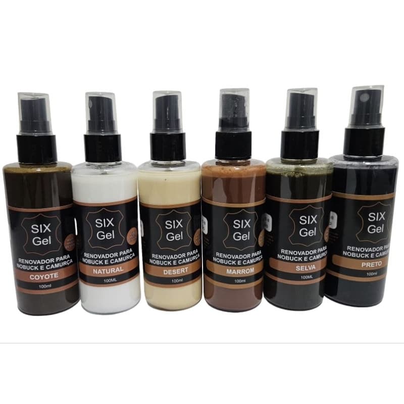 SIX Gel RENOVADOR PARA NOBUCK E CAMURÇA 100 ml COTURNOS BOTAS CALÇADOS EM NOBUCK E CAMURÇA USO NO DIA A DIA!!