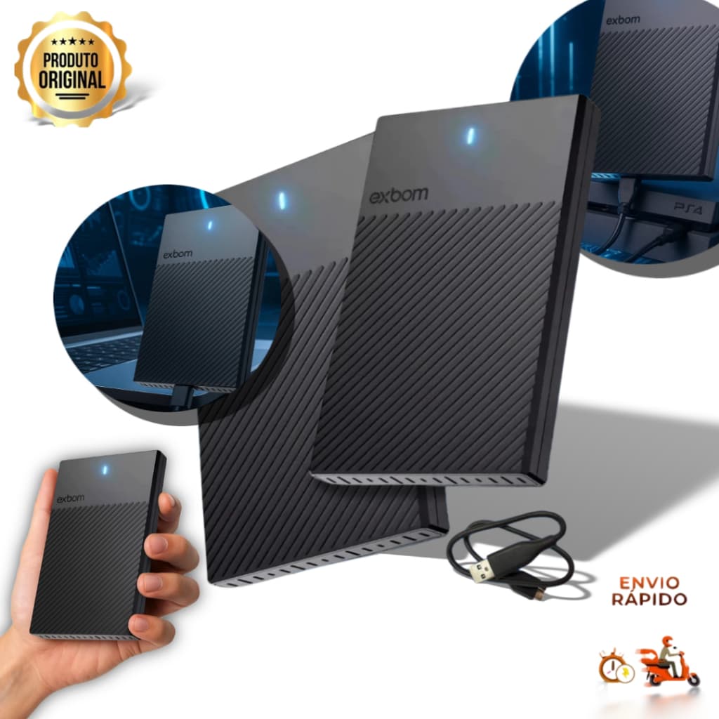 Kit 2 Case Externo para HD 2.5” SATA USB 3.0 Slim – Gaveta Rápida 5Gbps Plug & Play