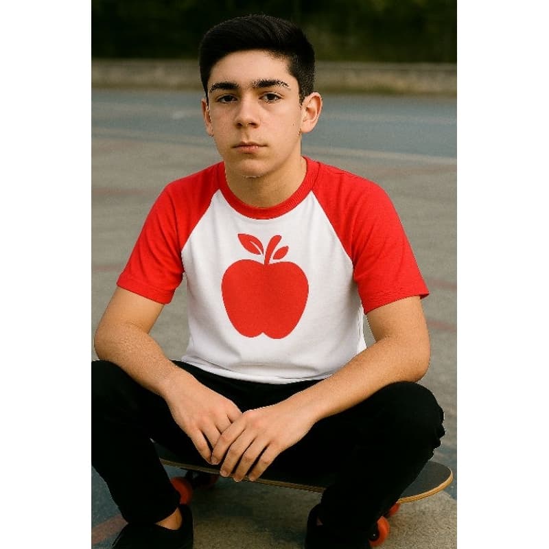 Camiseta RAGLAN VERMELHO Torajo MORAJO do mundo Torajo Blusa do mundo Torajo