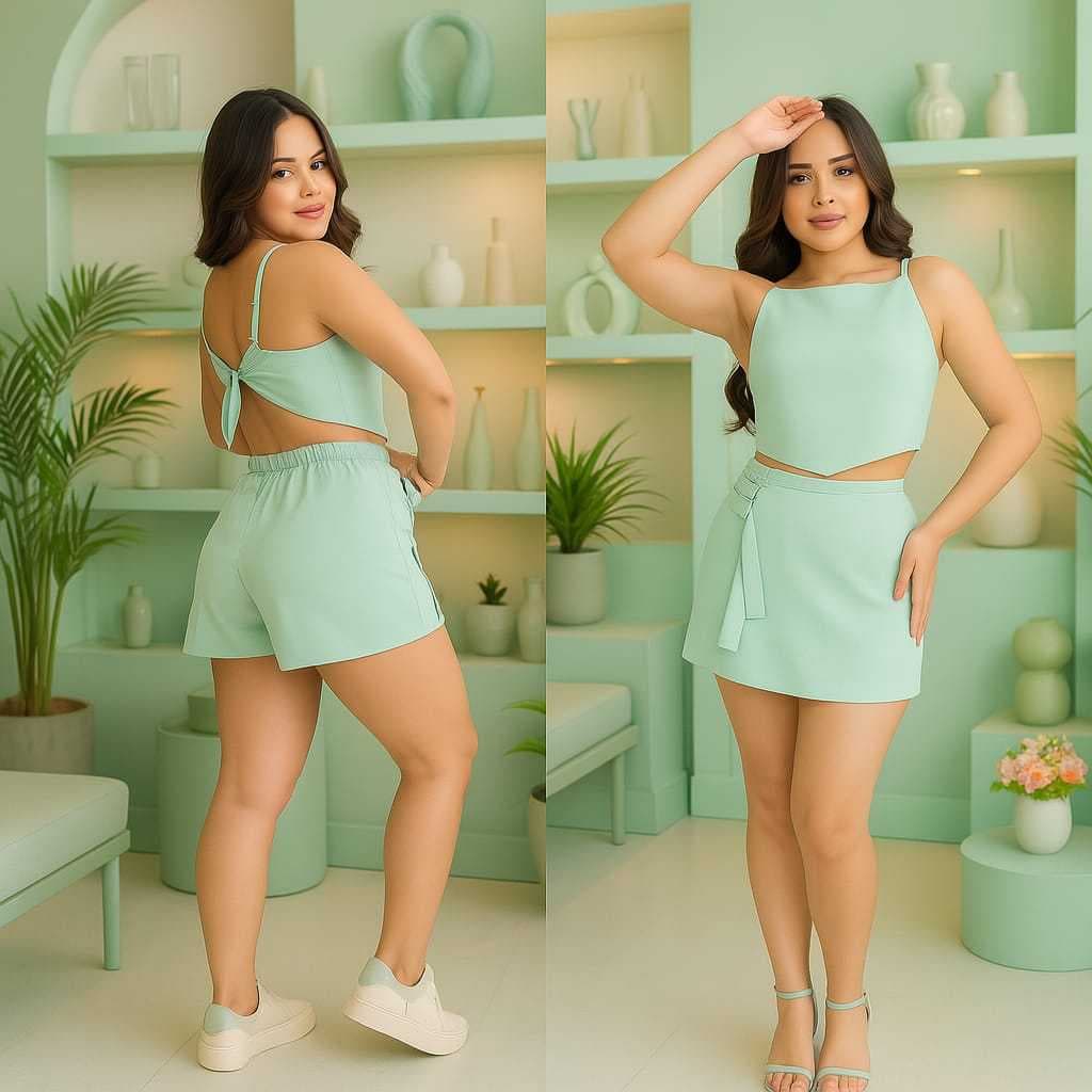 Conjunto alfaiataria infanto juvenil feminino, short saia moderno e confortável, natal para festa e passeio, adolescente