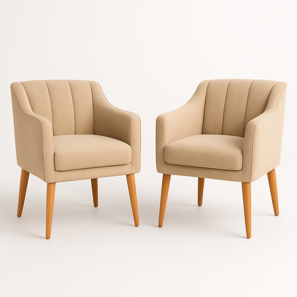 Kit com 2 Cadeiras Poltrona para Sala Moderna e Confortável Mila Suede