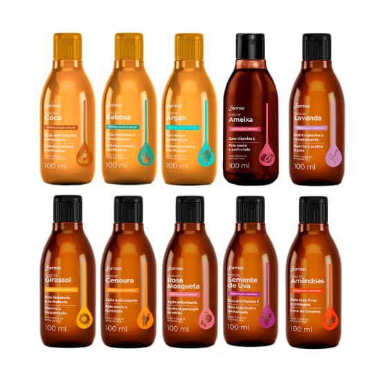 Óleo Capilar e Corporal- Vários aromas- Farmax- 100ml
