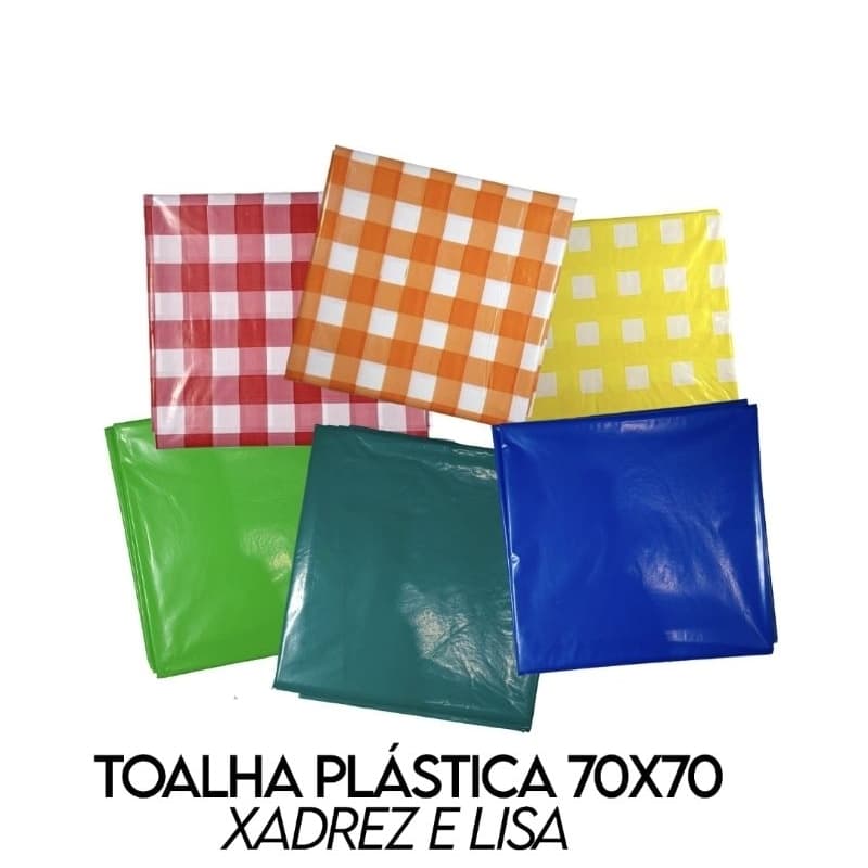 Kit 10/20/30/40 Toalha De Mesa Lisa Plástica 70x70cm Cobre Manchas Descartável Xadrez Quadriculado para Festa.