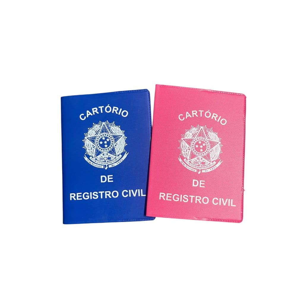 Porta Certidão de Nascimento Azul e Rosa 12x17cm – Capa Protetora Registro Civil em PVC