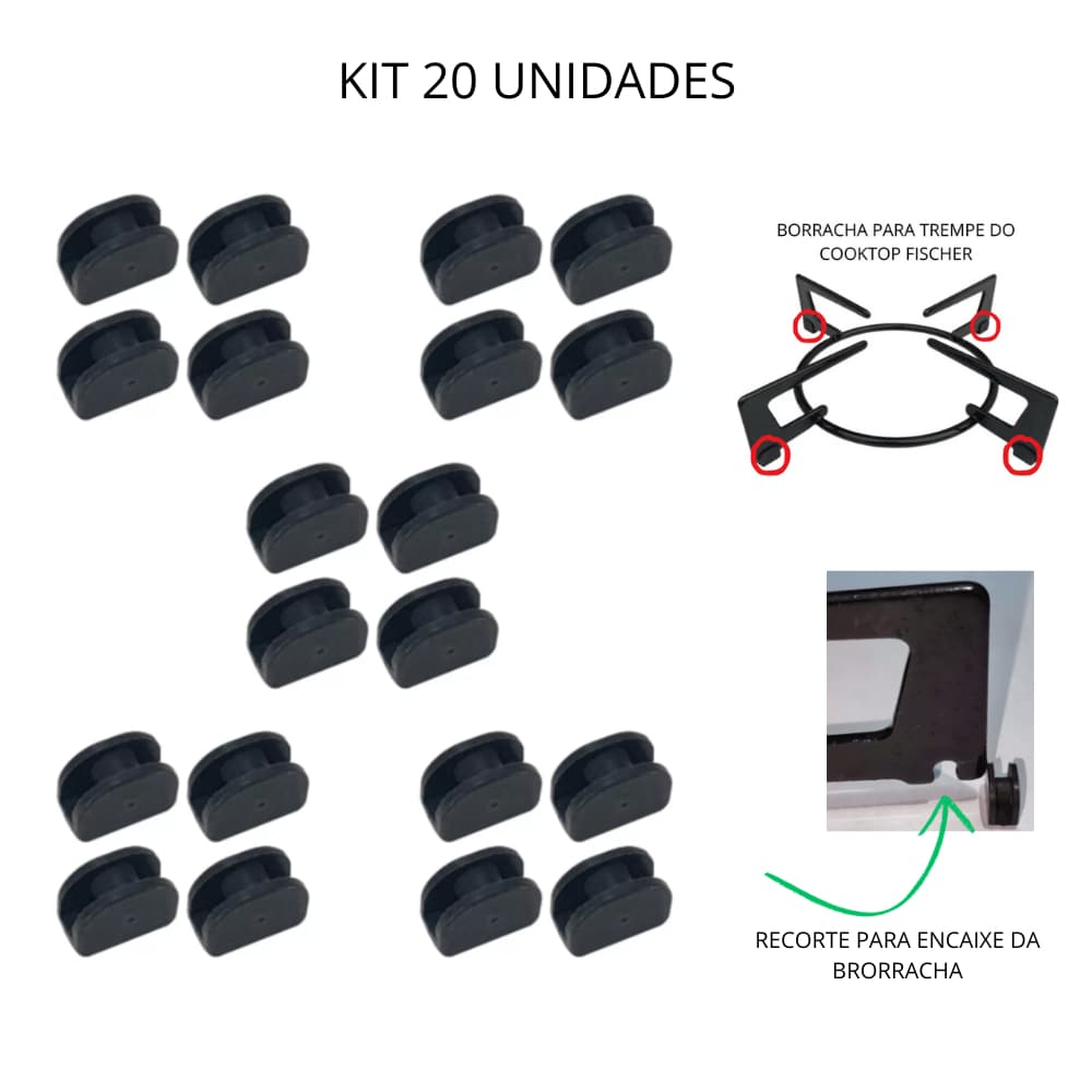 Borracha da Trempe Grade Cooktop Fogão Fischer - 20 Peças