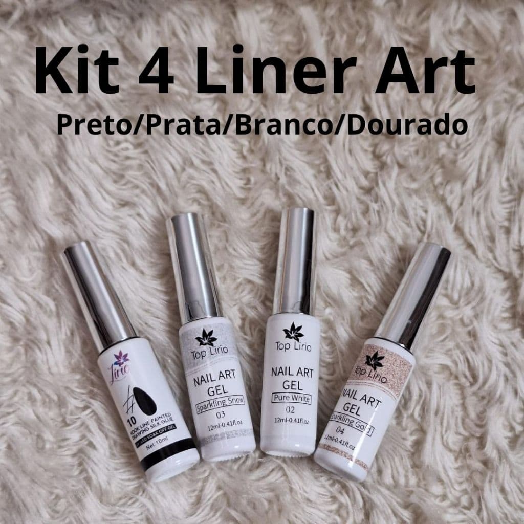 Esmalte Gel Liner Art  Kit com 2 e 4 unidades ( dourado/prata/preto/branco)  PARA UNHAS