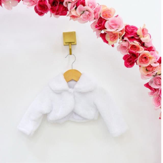 Bolero Festa Infantil Com Gola Quentinho Inverno Branco Bebê Menina