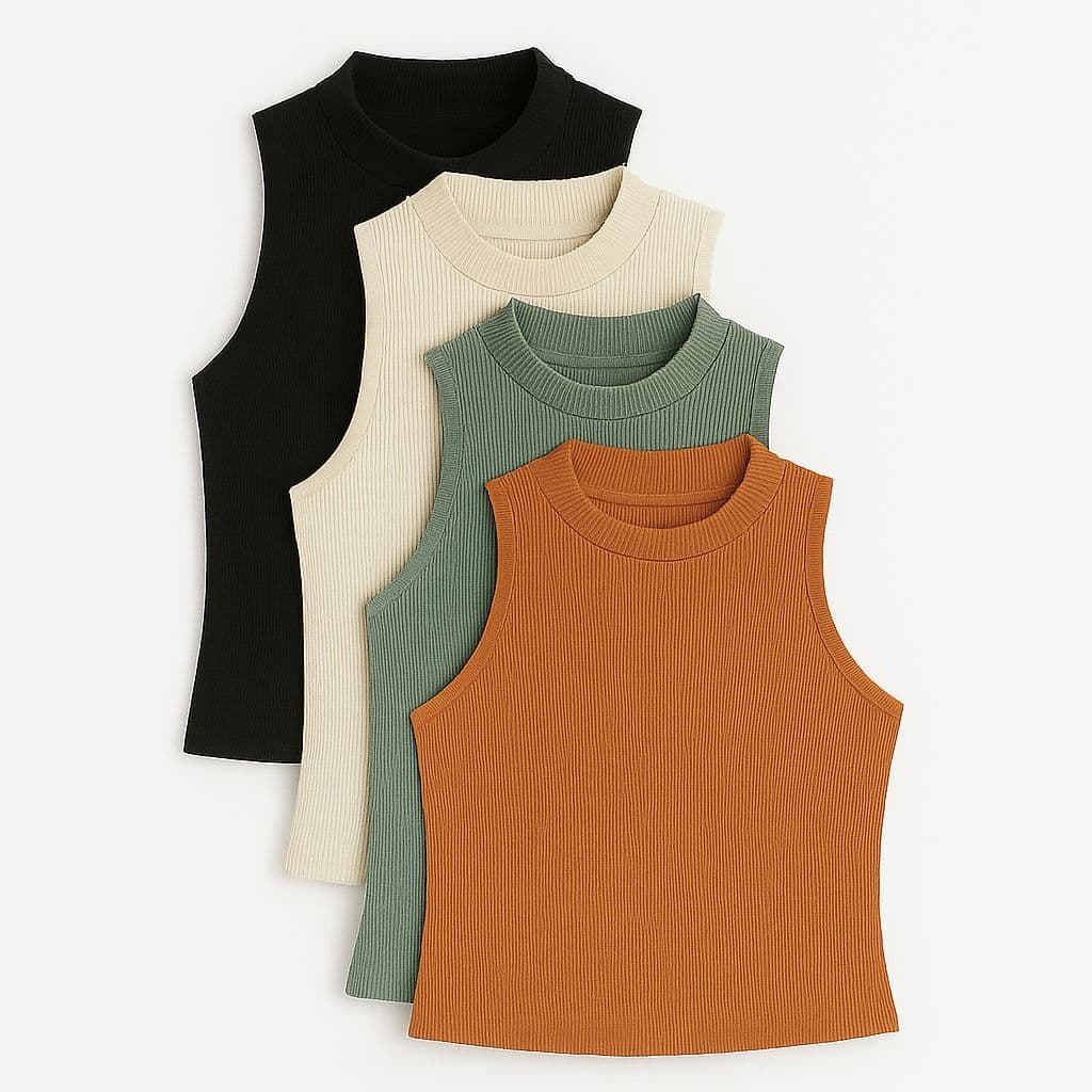 Kit 4 Regata De Gola Alta Canelada Básica Feminina Tendência 2026 Conforto E Estilo Para O Dia A Dia