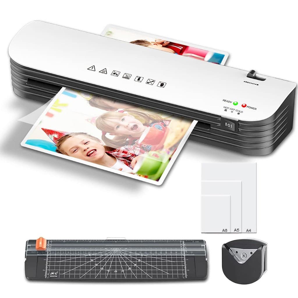 Plastificadora Laminadora A4, 9 Bolsas De Plástico+Cortador De Papel Função,fria E Quente Laminadora,Abs Anti-atolamento