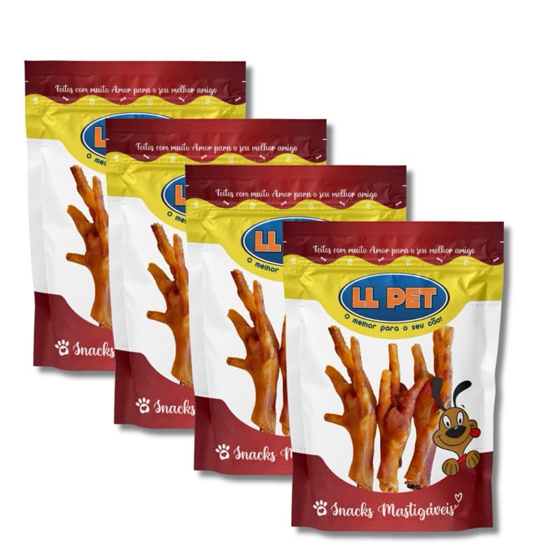 Mordedor Petisco Pe de Galinha Desidratado Mastigavel LL Pet para Cães
