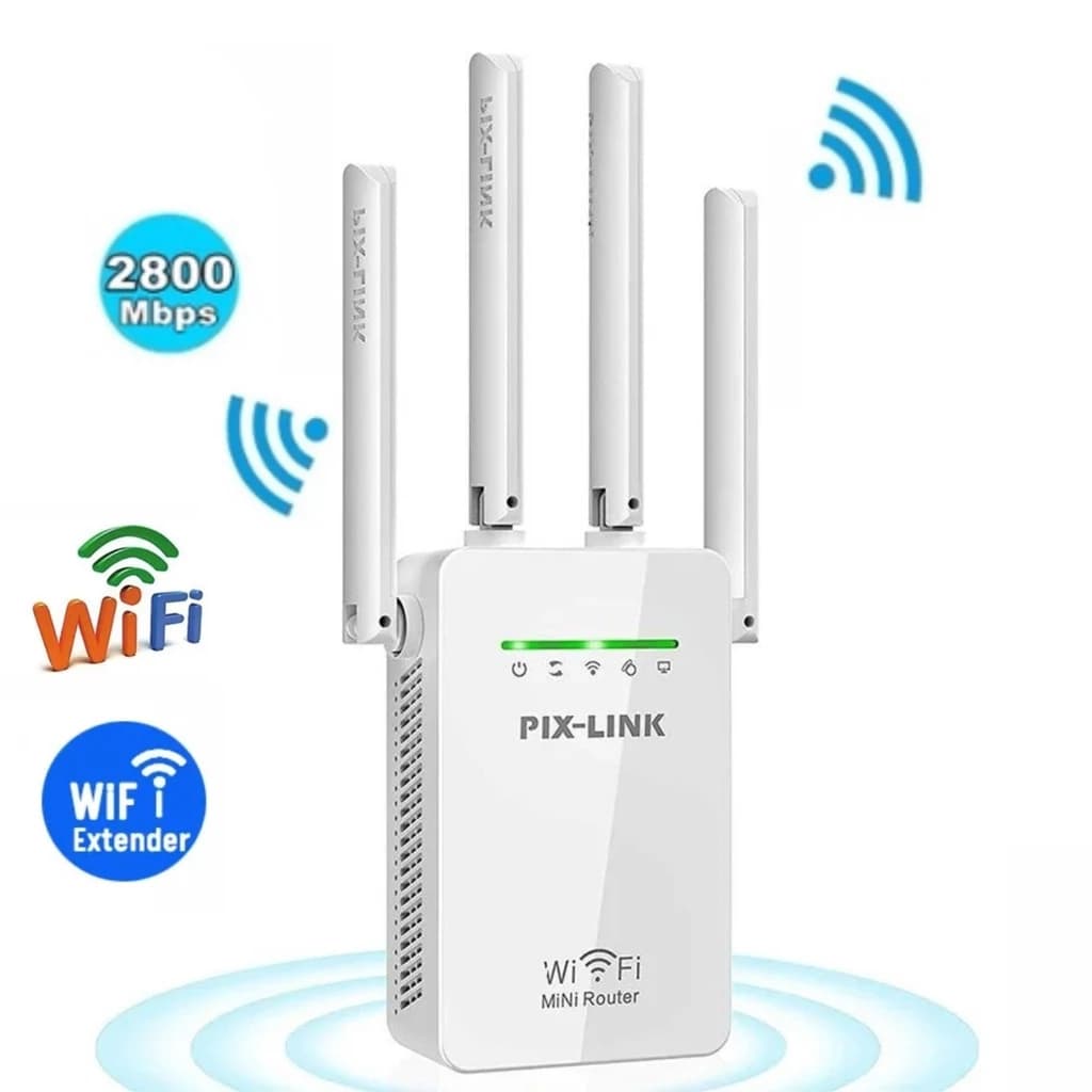 roteador wifi repetidor de sinal amplificador de sinal wifi 4 Antenas Amplificador De Sinal 2800M Pix-link wireless 50m²
